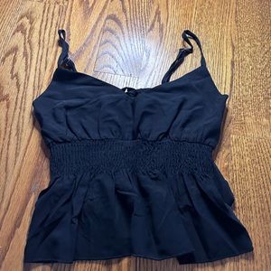 black summer flowy dinner top / adjustable
